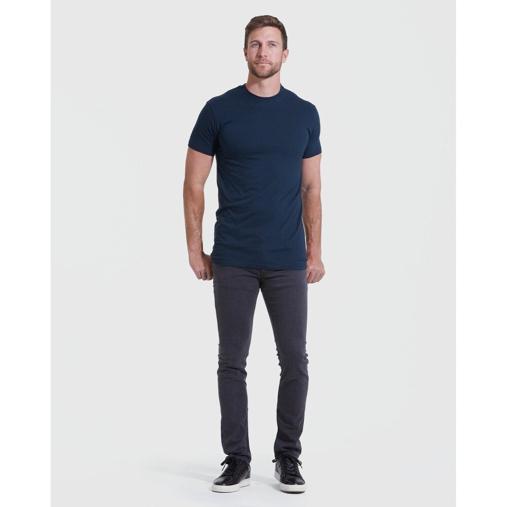 True Classic Size Large Heathered Blue Short Sleeve T‎ Shirt Tee